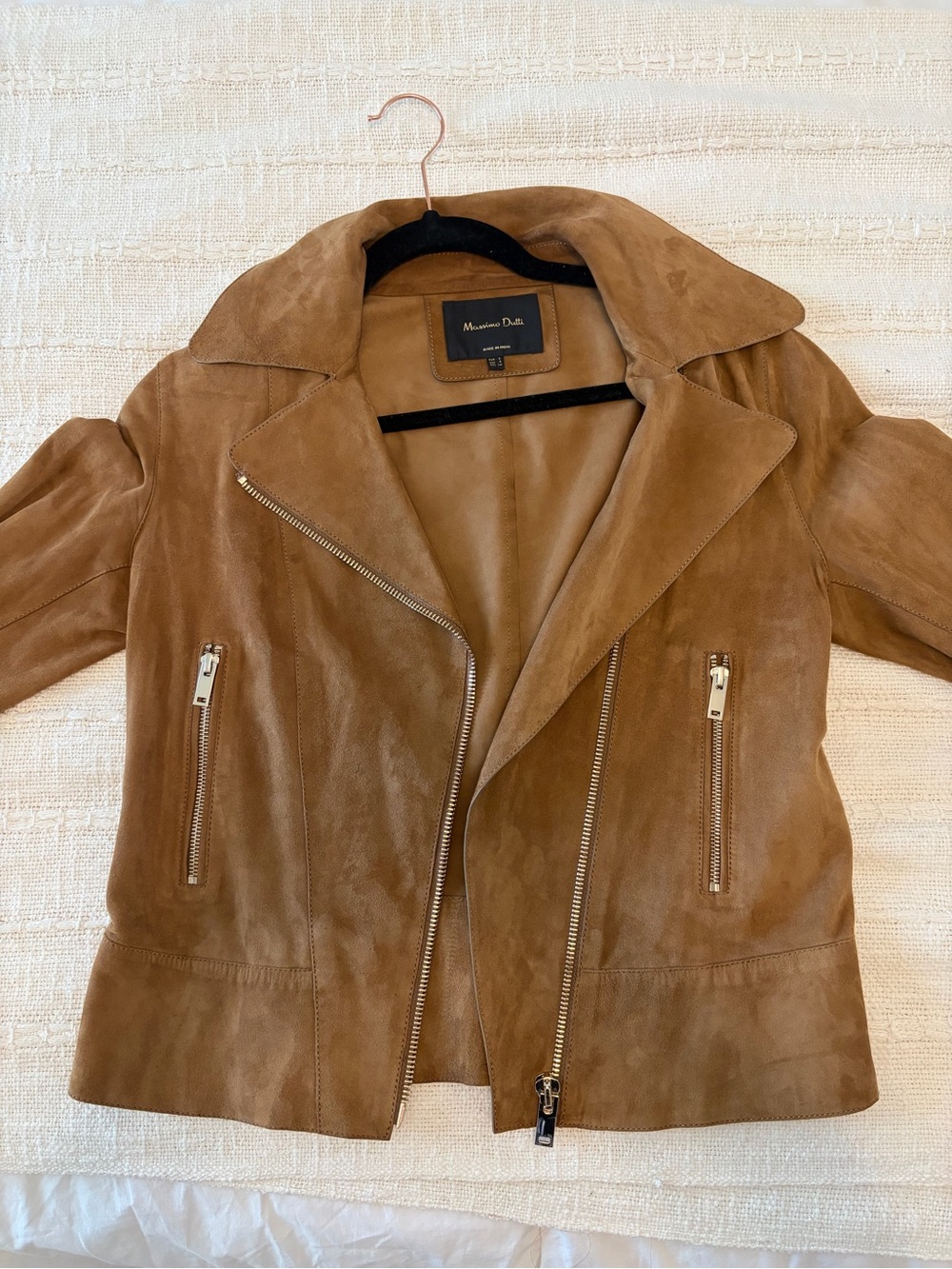 Massimo Dutti Camel Suede Jacket size S with silver hardware - Picture 4 of 7